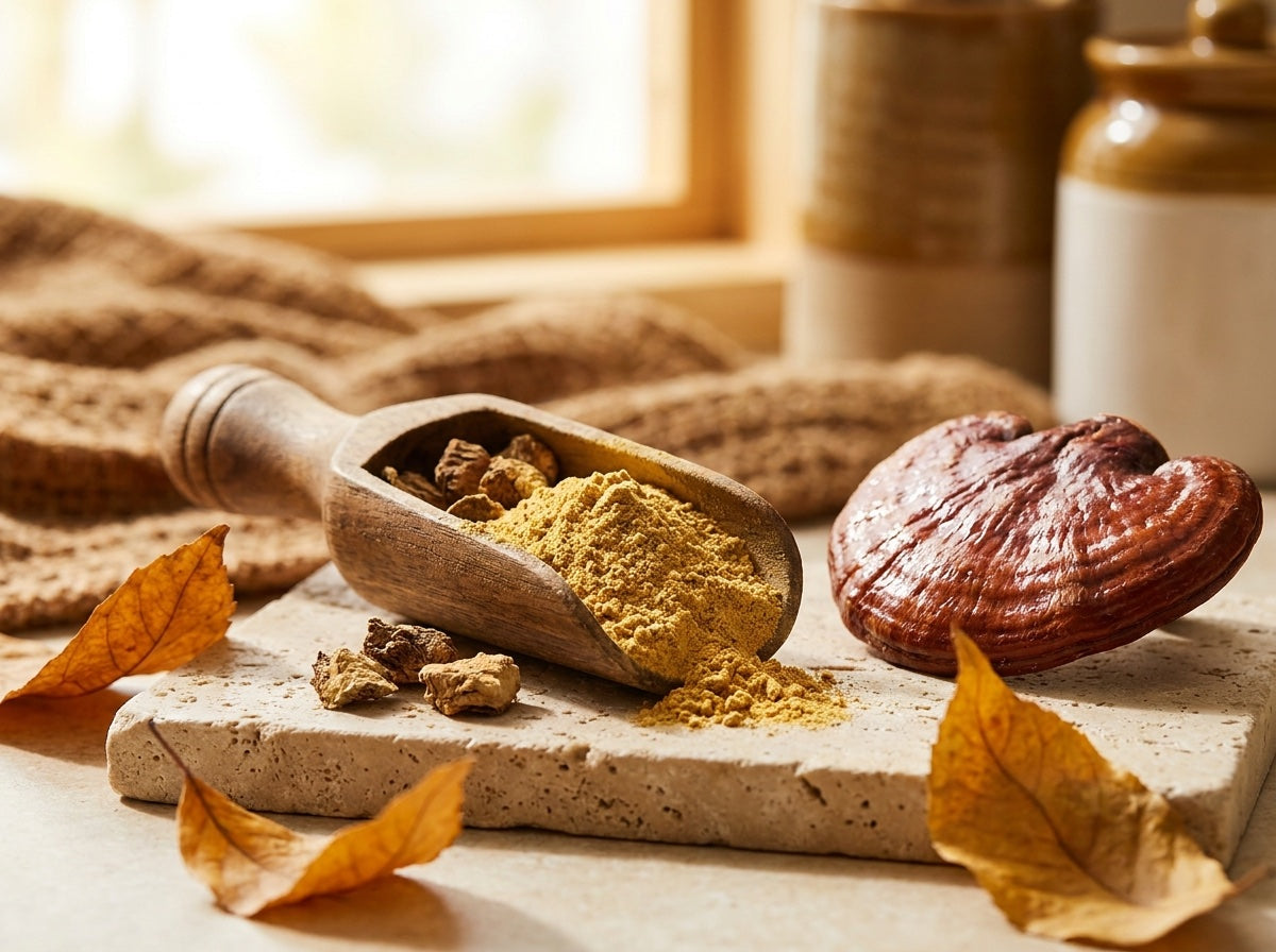 Rhodiola-Wurzel und Reishi-Pilz