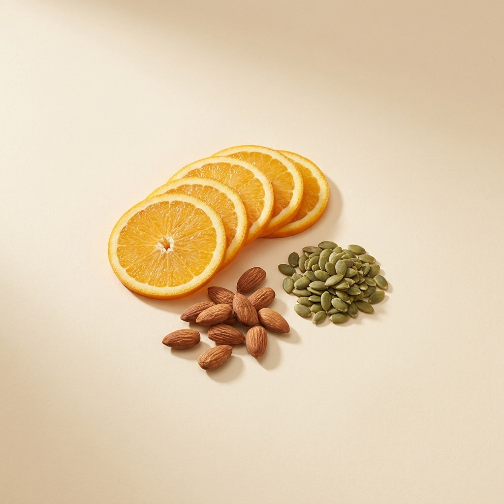 Natürliche Quellen von Vitamin C, Vitamin E und Zink
